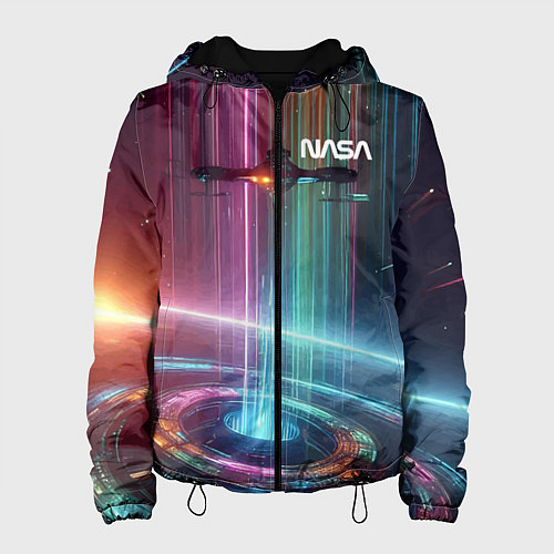 Женская куртка Spaceship in the neon cosmos - nasa / 3D-Черный – фото 1