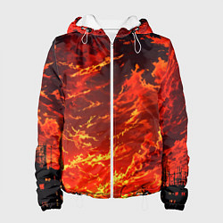 Куртка с капюшоном женская Багровый огненный закат, цвет: 3D-белый