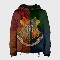 Куртка с капюшоном женская Hogwarts emblem, цвет: 3D-черный