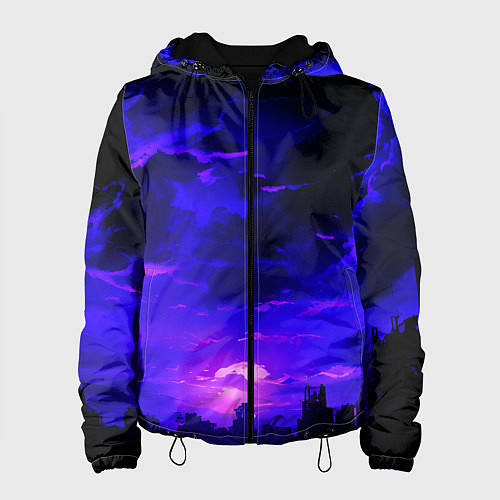 Женская куртка Фиолетовый апокалиптический закат / 3D-Черный – фото 1