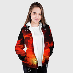 Куртка с капюшоном женская Багровый апокалиптический закат, цвет: 3D-белый — фото 2