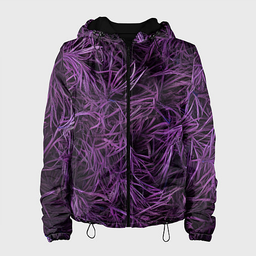 Женская куртка Фиолетовая трава на чёрном фоне / 3D-Черный – фото 1