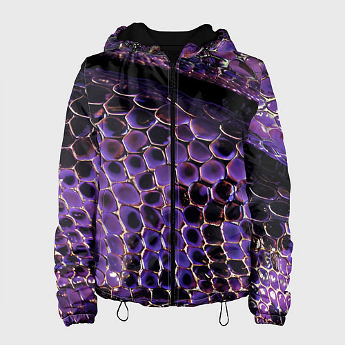 Женская куртка Фиолетовая кожа змеи / 3D-Черный – фото 1