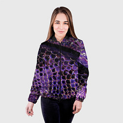 Куртка с капюшоном женская Фиолетовая кожа змеи, цвет: 3D-черный — фото 2