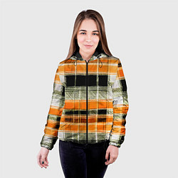 Куртка с капюшоном женская Белые полосы на чёрно-жёлтом фоне, цвет: 3D-черный — фото 2