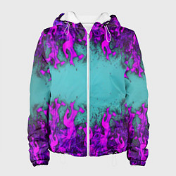 Куртка с капюшоном женская Фиолетовое пламя, цвет: 3D-белый