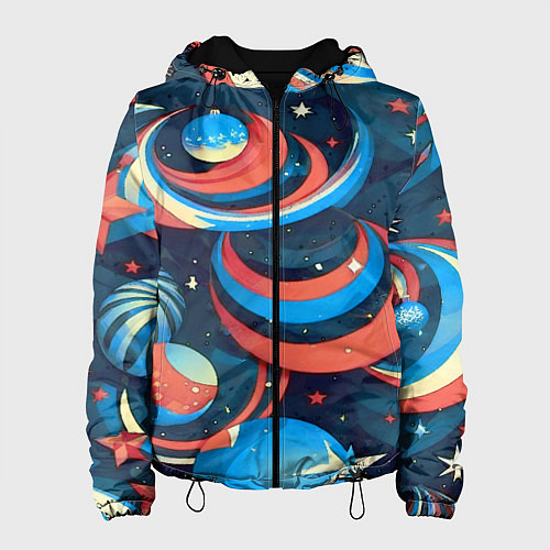 Женская куртка Абстракция ёлочных игрушек / 3D-Черный – фото 1