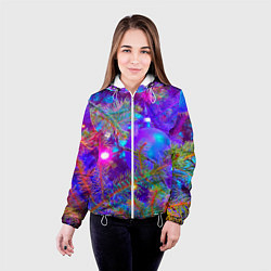 Куртка с капюшоном женская Новогоднее свечение гирлянд, цвет: 3D-белый — фото 2