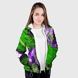 Куртка с капюшоном женская Фиолетовый минерал в зелёном камне, цвет: 3D-белый — фото 2