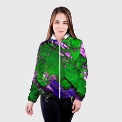 Куртка с капюшоном женская A purple mineral in a green stone, цвет: 3D-белый — фото 2