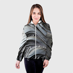 Куртка с капюшоном женская Полированный серебряный металл, цвет: 3D-белый — фото 2