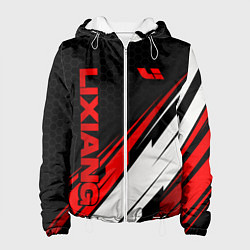 Куртка с капюшоном женская Lixiang - красная абстракция, цвет: 3D-белый