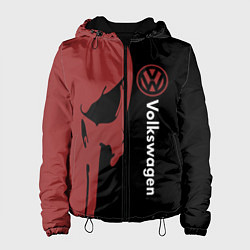 Куртка с капюшоном женская Volkswagen и череп, цвет: 3D-черный