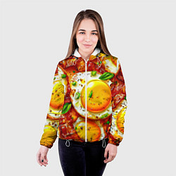 Куртка с капюшоном женская Яичница с беконом, цвет: 3D-белый — фото 2