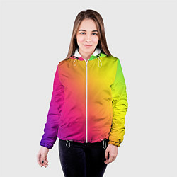 Куртка с капюшоном женская Градиент зелёно-фиолетовый насыщенный, цвет: 3D-белый — фото 2