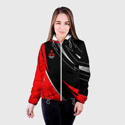 Куртка с капюшоном женская Mitsubishi - red and black, цвет: 3D-белый — фото 2