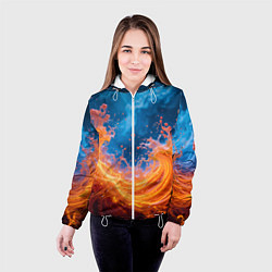 Куртка с капюшоном женская Яркое пламя в воде, цвет: 3D-белый — фото 2