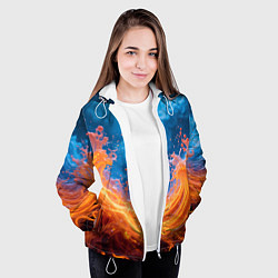 Куртка с капюшоном женская Яркое пламя в воде, цвет: 3D-белый — фото 2