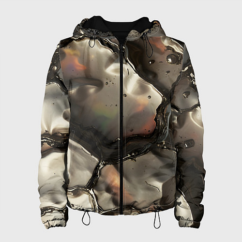Женская куртка Жидкая субстанция светло-коричневая / 3D-Черный – фото 1