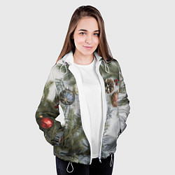 Куртка с капюшоном женская Новогодние ветки, цвет: 3D-белый — фото 2