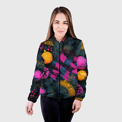 Куртка с капюшоном женская Новый год - фиолетовая краска, цвет: 3D-черный — фото 2