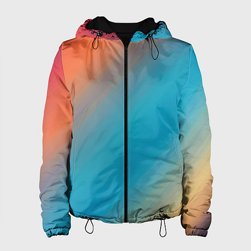 Женская куртка Сине-оранжевый градиент / 3D-Черный – фото 1