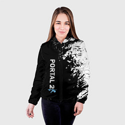 Куртка с капюшоном женская Portal краски черно белый, цвет: 3D-черный — фото 2