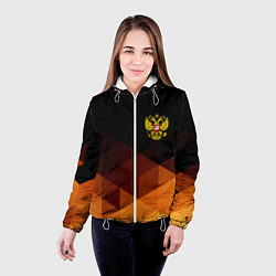 Куртка с капюшоном женская Герб России геометрия, цвет: 3D-белый — фото 2