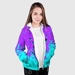 Куртка с капюшоном женская Doom краски неон лого, цвет: 3D-белый — фото 2