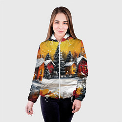 Куртка с капюшоном женская Новогодний двор, цвет: 3D-белый — фото 2