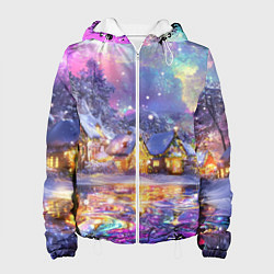 Куртка с капюшоном женская Настроение рождества, цвет: 3D-белый