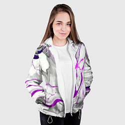 Куртка с капюшоном женская Фиолетово-белый мрамор, цвет: 3D-белый — фото 2