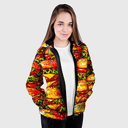 Куртка с капюшоном женская Бургеры, цвет: 3D-черный — фото 2