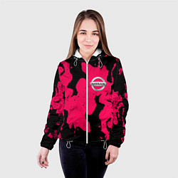 Куртка с капюшоном женская Nissan fire pink, цвет: 3D-белый — фото 2