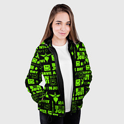 Куртка с капюшоном женская Bon Jovi кислотный паттерн, цвет: 3D-черный — фото 2
