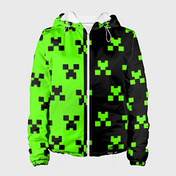 Куртка с капюшоном женская Майкрафт стиль текстура, цвет: 3D-белый