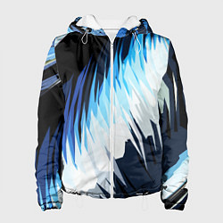 Куртка с капюшоном женская Бело-синие острые полосы, цвет: 3D-белый