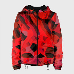 Куртка с капюшоном женская Чёрно-красная пористая абстракция, цвет: 3D-черный