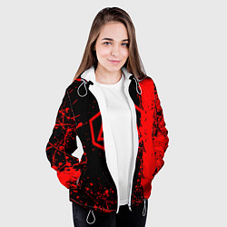 Куртка с капюшоном женская Linkin park краски всплеск текстура, цвет: 3D-белый — фото 2