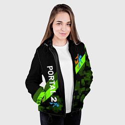 Куртка с капюшоном женская Portal camo steel geometry, цвет: 3D-черный — фото 2