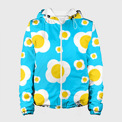 Куртка с капюшоном женская Яичница голубая, цвет: 3D-белый