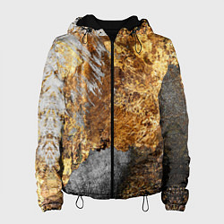 Куртка с капюшоном женская Текстура золота и бетона, цвет: 3D-черный