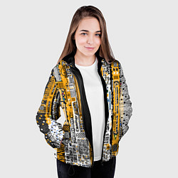 Куртка с капюшоном женская Cyberpunk pattern yellow, цвет: 3D-черный — фото 2