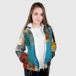 Куртка с капюшоном женская Абстрактный ретро коллаж, цвет: 3D-белый — фото 2