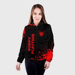 Куртка с капюшоном женская Poppy Playtime - red gradient вертикально, цвет: 3D-черный — фото 2