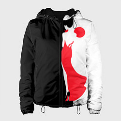 Куртка с капюшоном женская Девушка в красном платье, цвет: 3D-черный