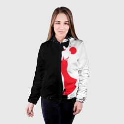 Куртка с капюшоном женская Девушка в красном платье, цвет: 3D-черный — фото 2