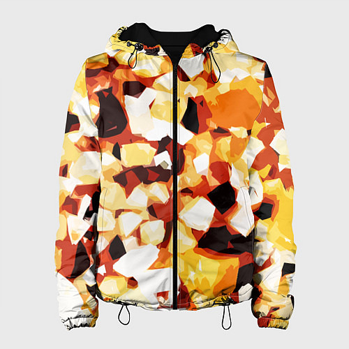 Женская куртка Жёлто-белая абстракция на чёрном фоне / 3D-Черный – фото 1
