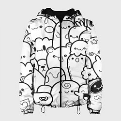 Куртка с капюшоном женская Doodle monsters, цвет: 3D-черный