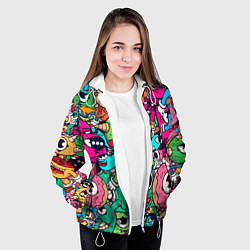 Куртка с капюшоном женская Color doodle monsters, цвет: 3D-белый — фото 2